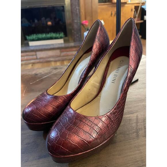 Gianni Bini Shoes - 6/$25 Gianni Bini Ruby Red Crocodile Platform Heels